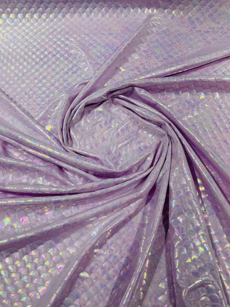 1 Yard Stretch Mermaid Fish Scale Foil Spandex Fabric Reflective Print 58-60 inches width
